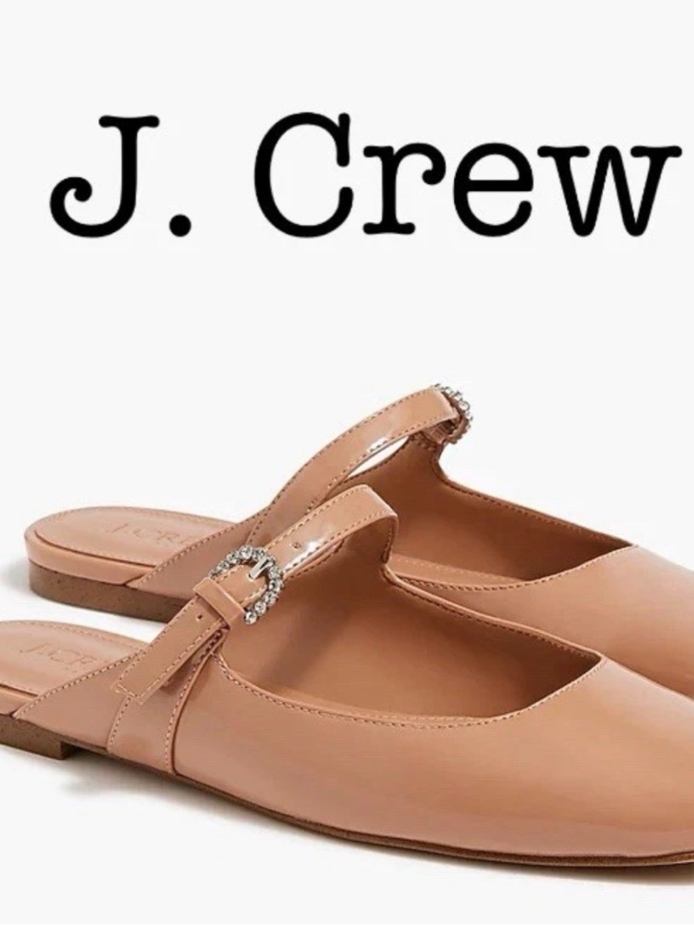 J. Crew Blair Patent Nude Mary-Jane Mule Clogs with Buckle. Popular Item.